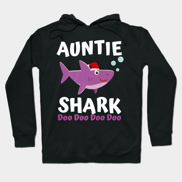 Auntie Shark Premium Christmas Mommy Shark Daddy Shark Hoodie by Stick Figure103